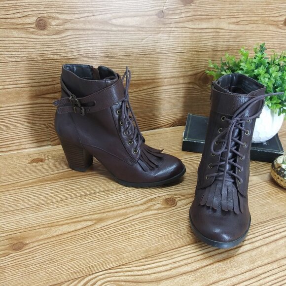 BELLA VITA ankle boots brown leather heels sz.7.5M - Picture 2 of 12